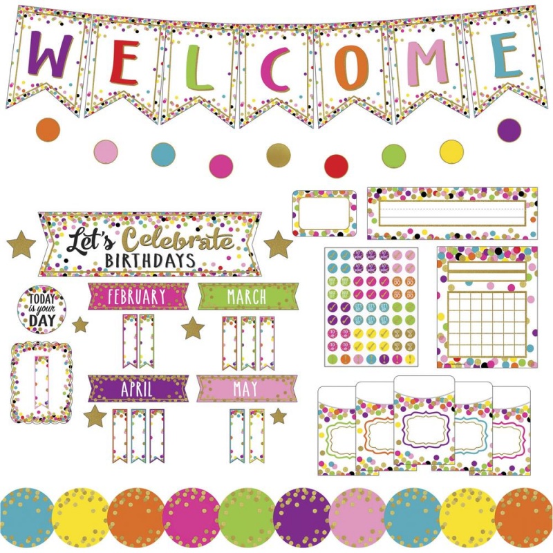 Teacher Created Resources Confetti Decor Bulletin Set - Fun, Learning Theme/Subject - Assorted - 1 / Set