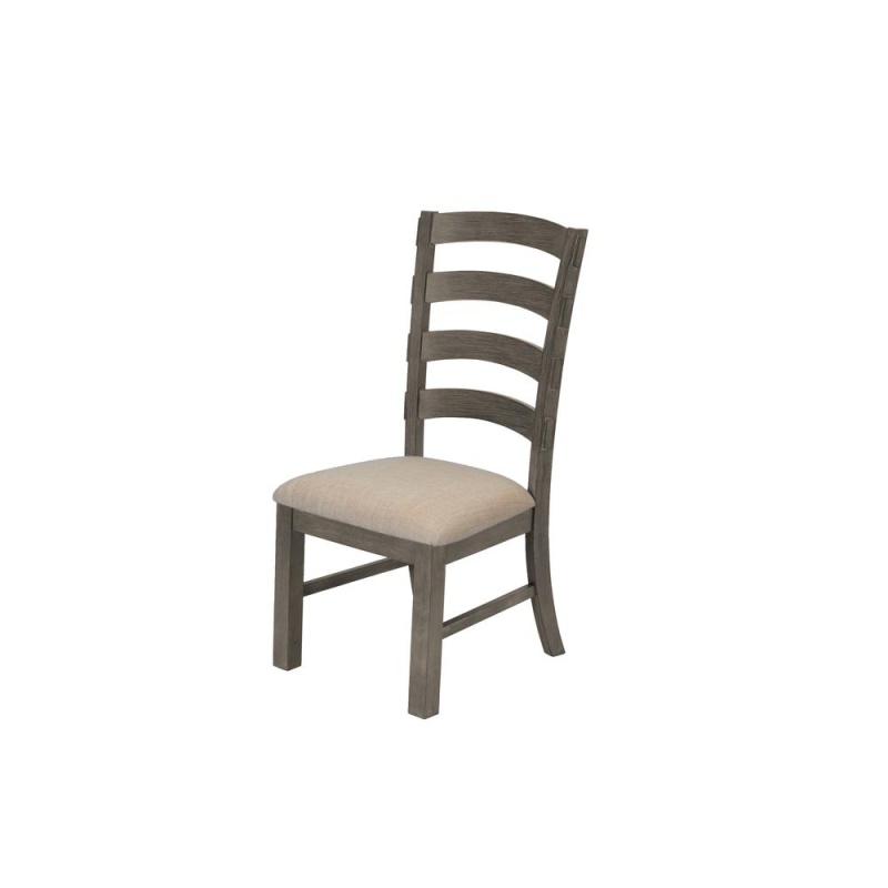 Set Of 2 Wood And Linen Side Chairs