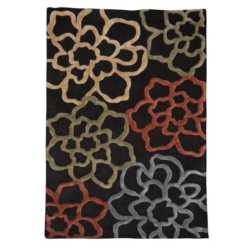 Trioopenflwrschocolate & Pumpkin 5x7 Rug