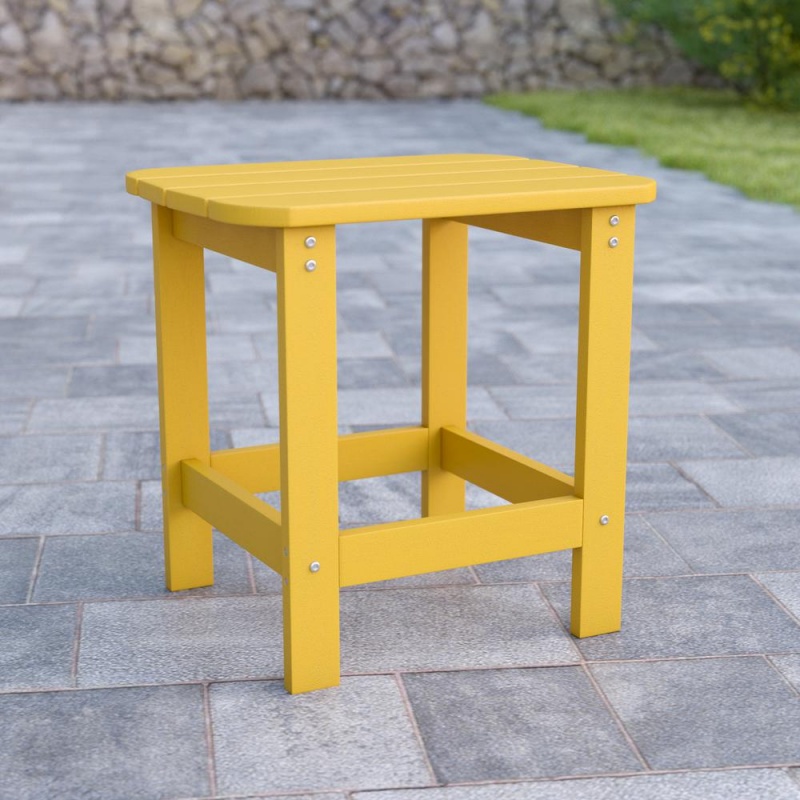 Charlestown All-Weather Poly Resin Wood Adirondack Side Table In Yellow