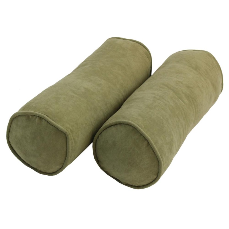 20-Inch By 8-Inch Double-Corded Solid Microsuede Bolster Pillows With Inserts (Set Of 2) 9814-Cd-S2-Ms-Sg