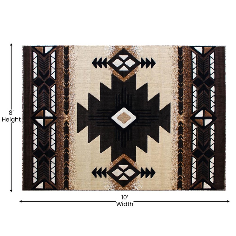 Mohave Collection 8' X 10' Brown Traditional Southwestern Style Area Rug - Olefin Fibers With Jute Backing