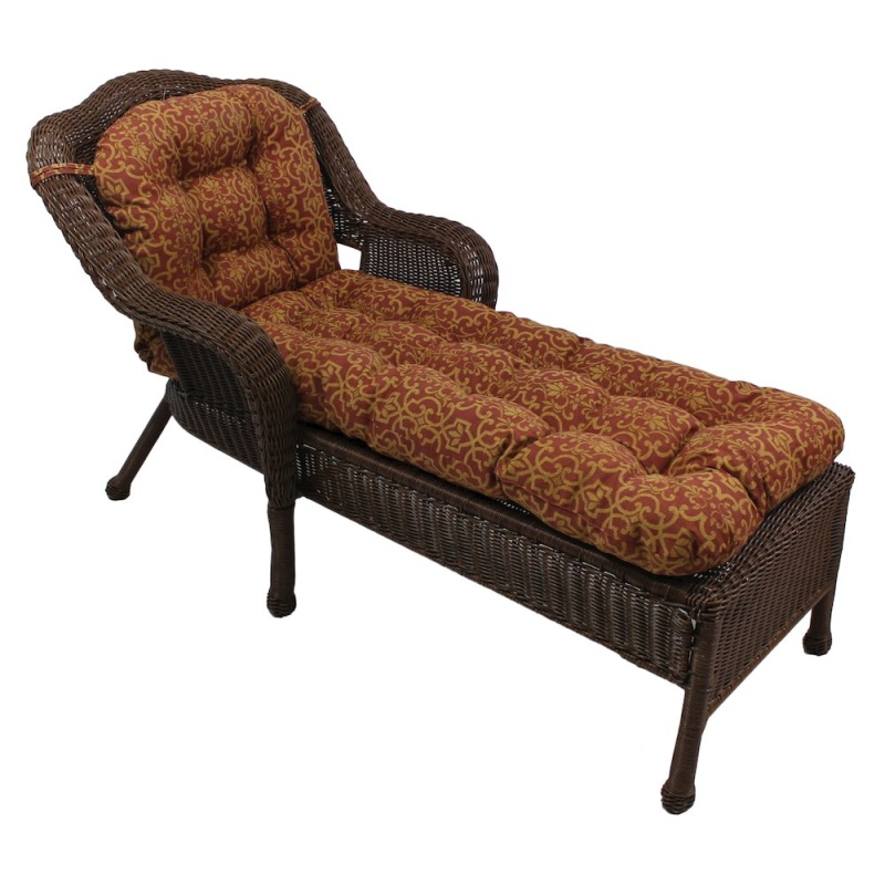 74-Inch By 19-Inch U-Shaped Outdoor Patterned Polyester Chaise Lounge Cushion