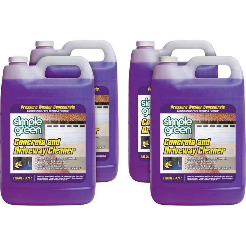 Simple Green Concrete/Driveway Cleaner Concentrate - For Multipurpose - Concentrate - 128 Fl Oz (4 Quart) - 4 / Carton - Non-Toxic, Chlorine-Free, Phosphate-Free - Purple