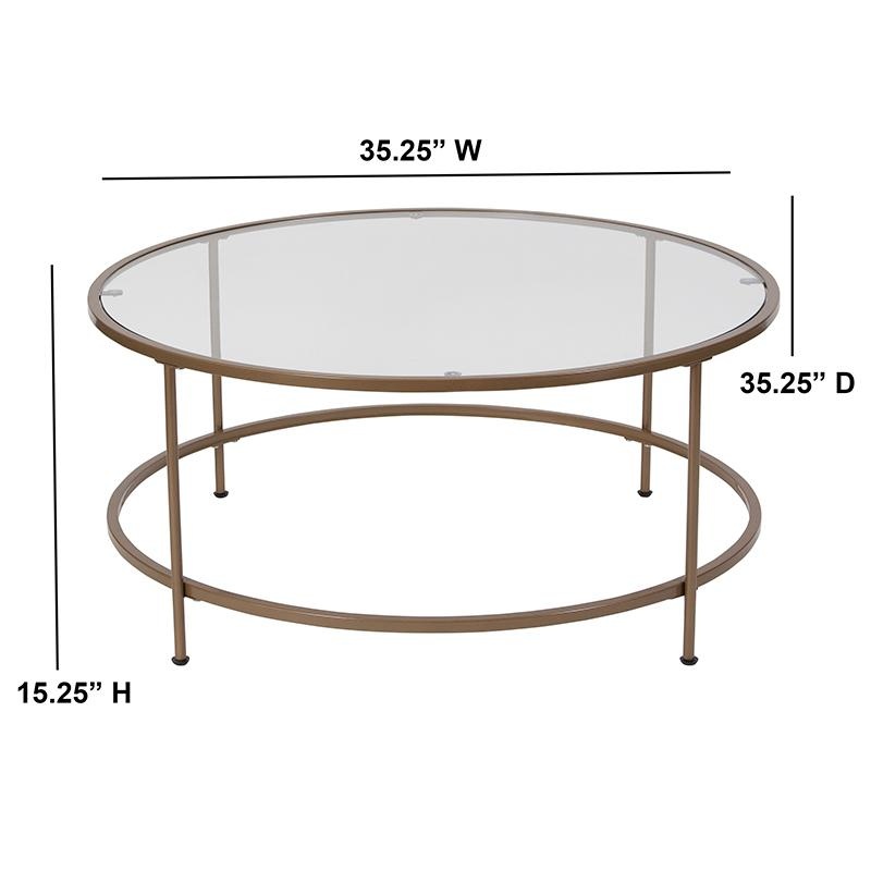 Astoria Collection Glass Coffee Table With Matte Gold Frame
