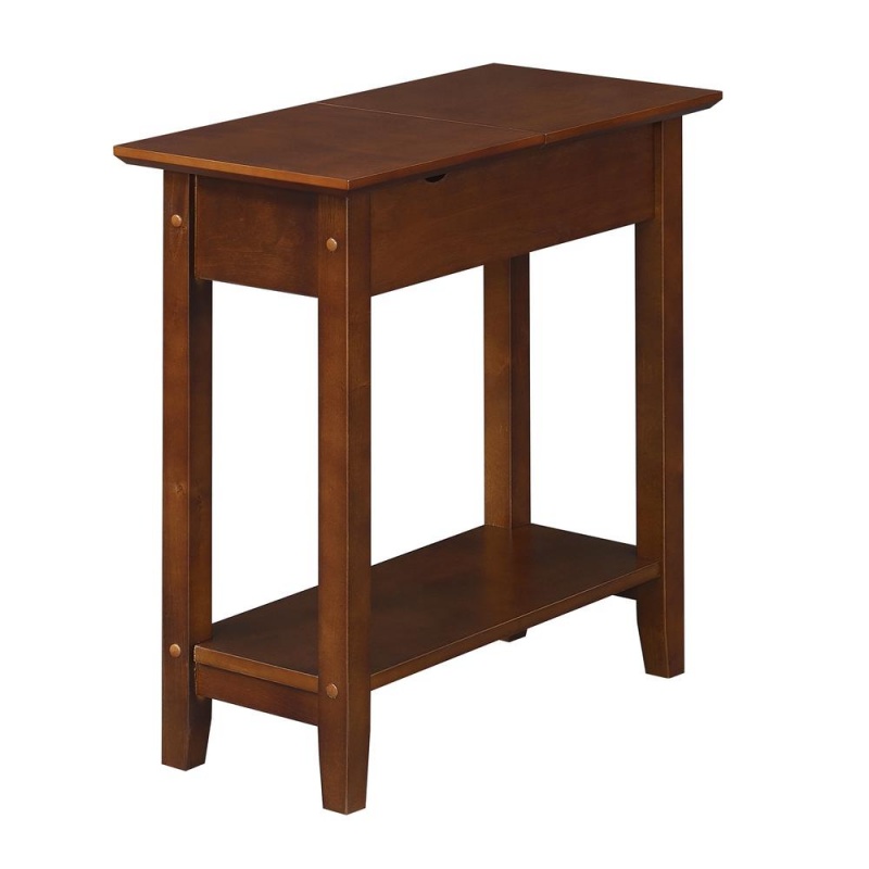 American Heritage Flip Top End Table With Charging Station, Espresso