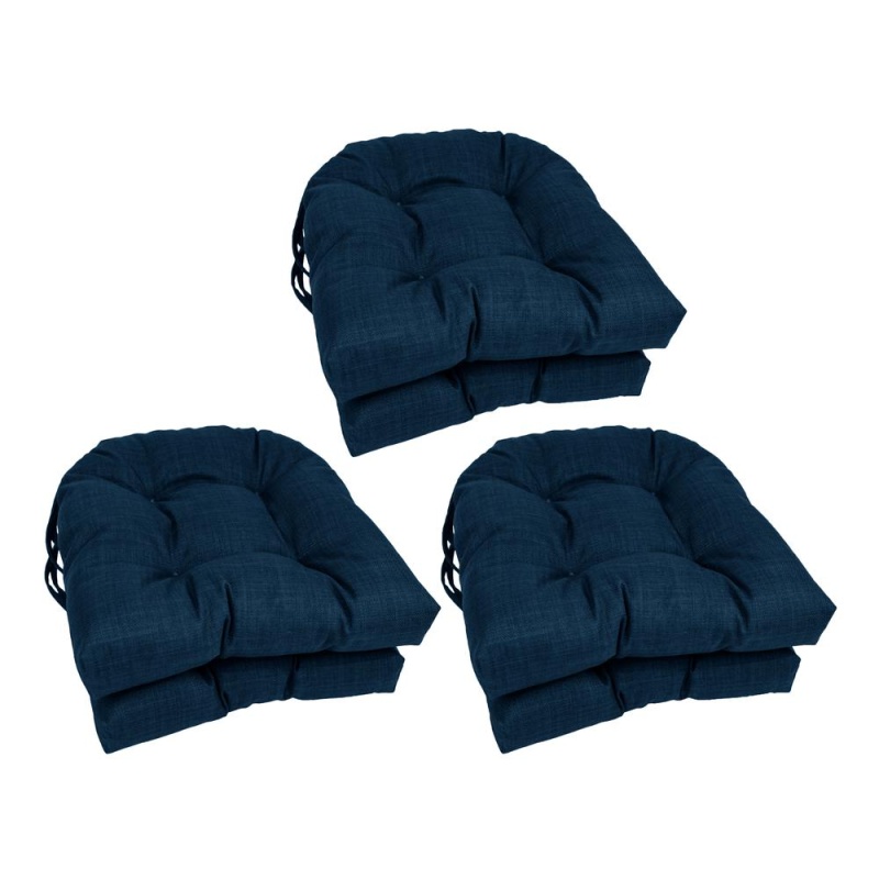 16-Inch Spun Polyester Solid Outdoor U-Shaped Tufted Chair Cushion
