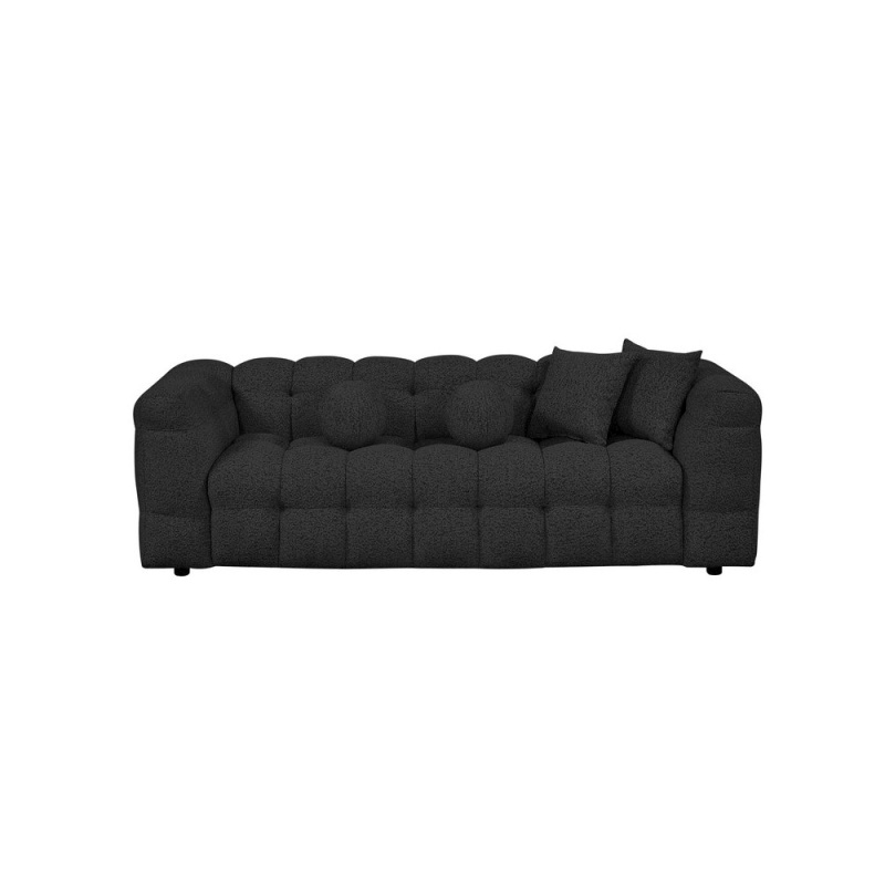 Black Boucle Fabric 2-Piece Sofa and Loveseat Set