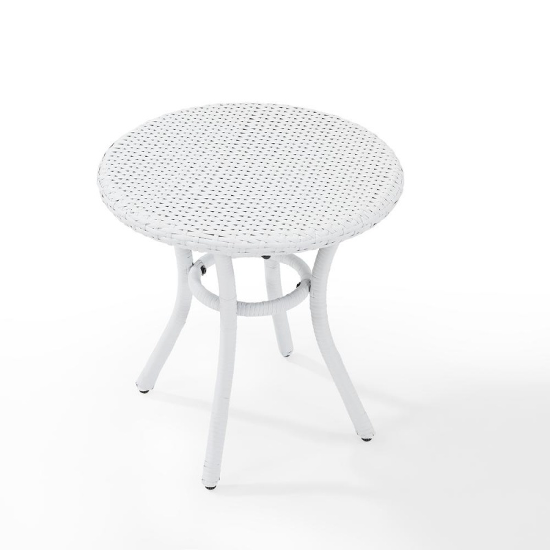 Palm Harbor Outdoor Wicker Round Side Table White