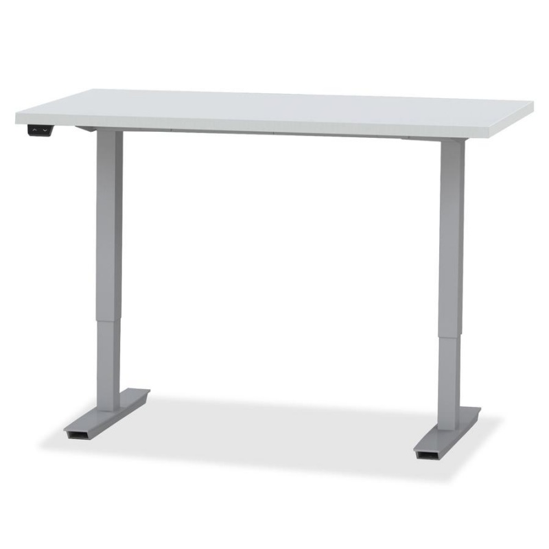 Safco Ml-Series Height-Adjustable Table - Rectangle Top - Silver Metallic T-Shaped, Powder Coated Base - 2 Legs - 48" Table Top Length X 30" Table Top Width X 1.13" Table Top Thickness - Assembly Requ