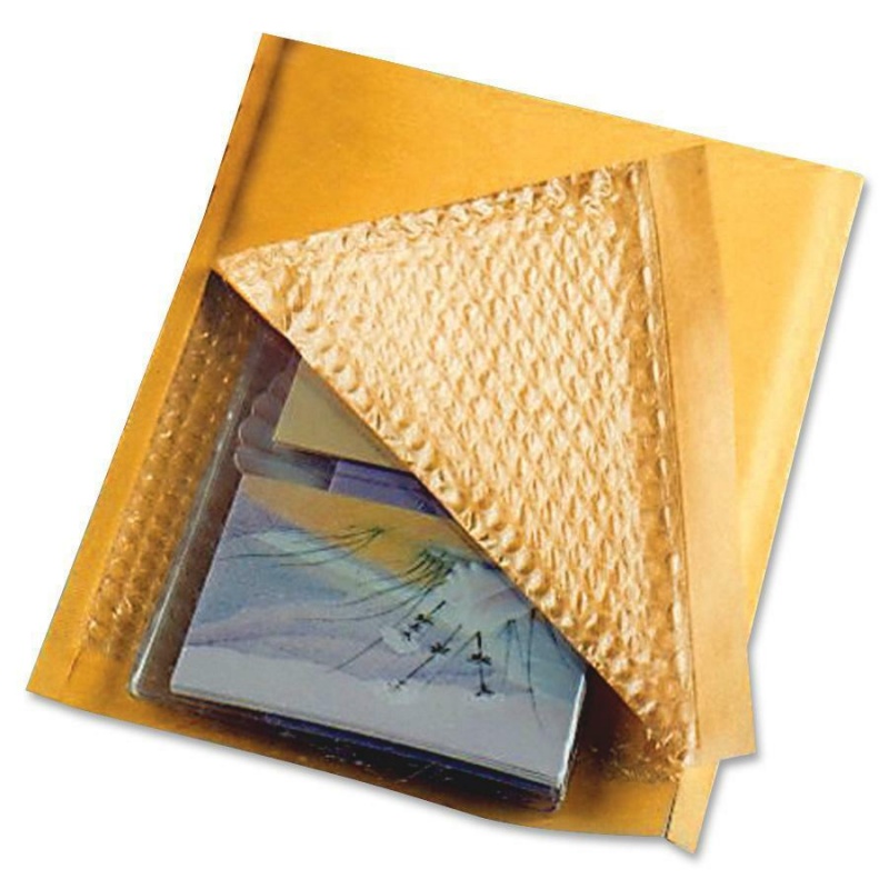 Sealed Air Jiffylite Bulk-Packed Cushioned Mailers - Padded - #0 - 6" Width X 10" Length - Self-Sealing - Satin, Kraft - 200 / Carton - Gold