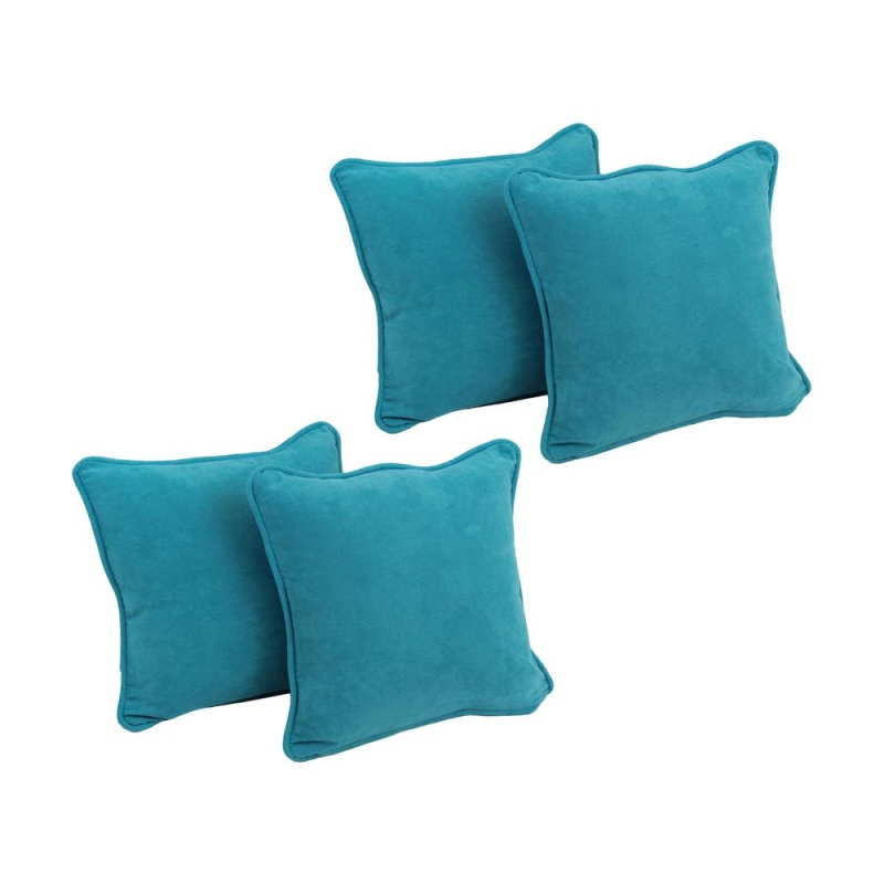 18-Inch Double-Corded Solid Microsuede Square Throw Pillows With Inserts (Set of 4)
