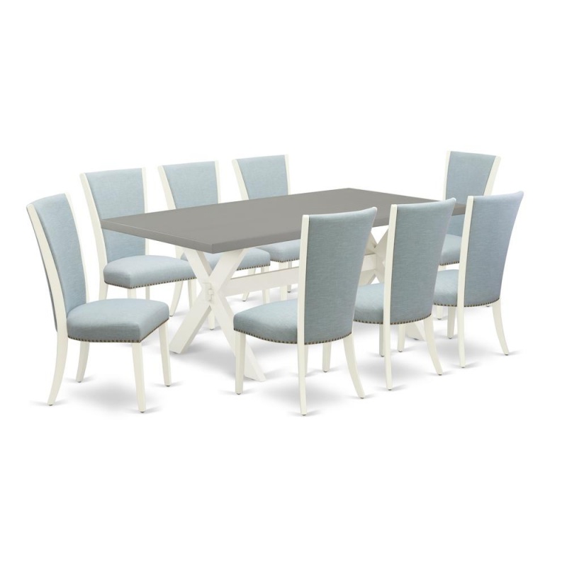 9 Piece Kitchen Table Set with 8 Baby Blue Chairs