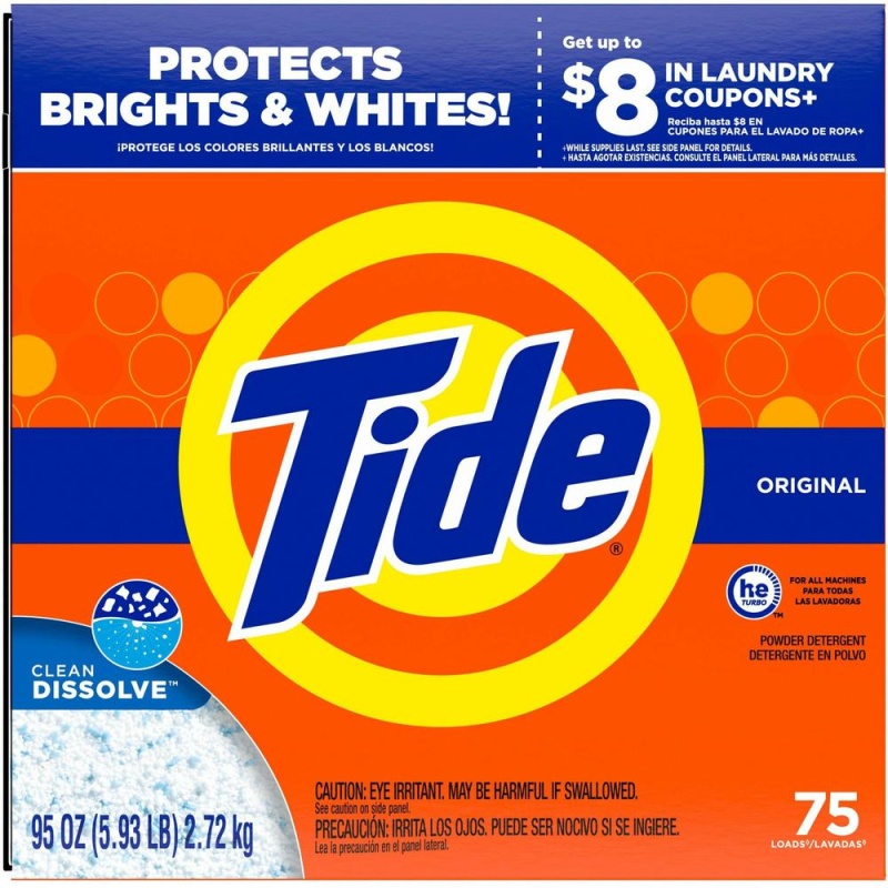 Tide Powder Laundry Detergent - For Clothing, Laundry - Concentrate - 95 Oz (5.94 Lb) - Original Scent - 3 / Carton - Orange