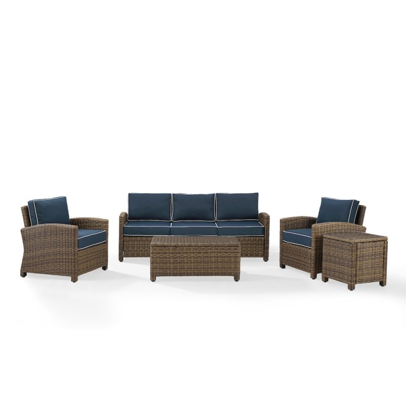 5Pc Outdoor Sofa Furniture Set, Sofa, Side Table, Coffee Table, 2 Armchairs