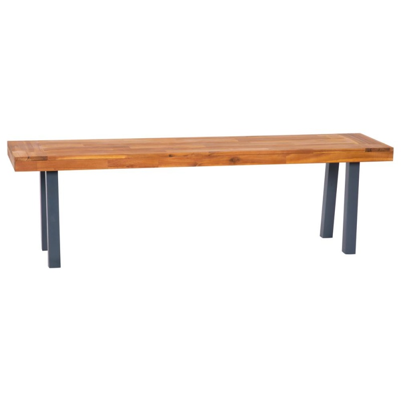 Solid Acacia Wood Bench for 2 with Slatted Top