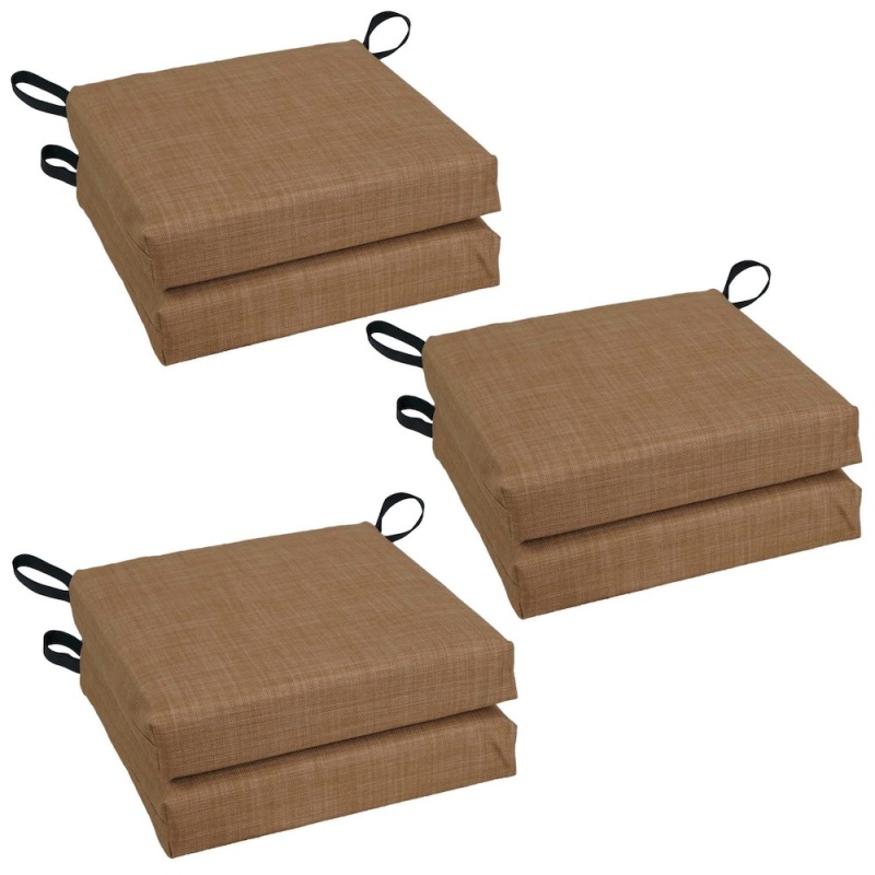 16-Inch Spun Polyester Solid Outdoor Square Chair Cushions (Set of 6)