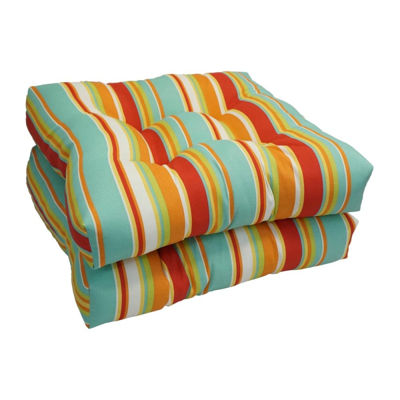 19-Inch Squared Patterned Spun Polyester Tufted Dining Chair Cushions (Set Of 2) 94005-2Ch-Jo16-15