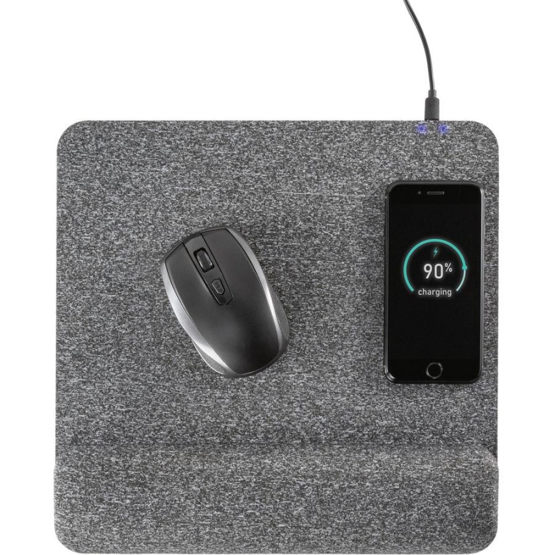 Allsop Powertrack Plush Wireless Charging Mousepad - (32304) - 1.85" X 11.60" Dimension - Gray - Memory Foam - 1 Pack Retail