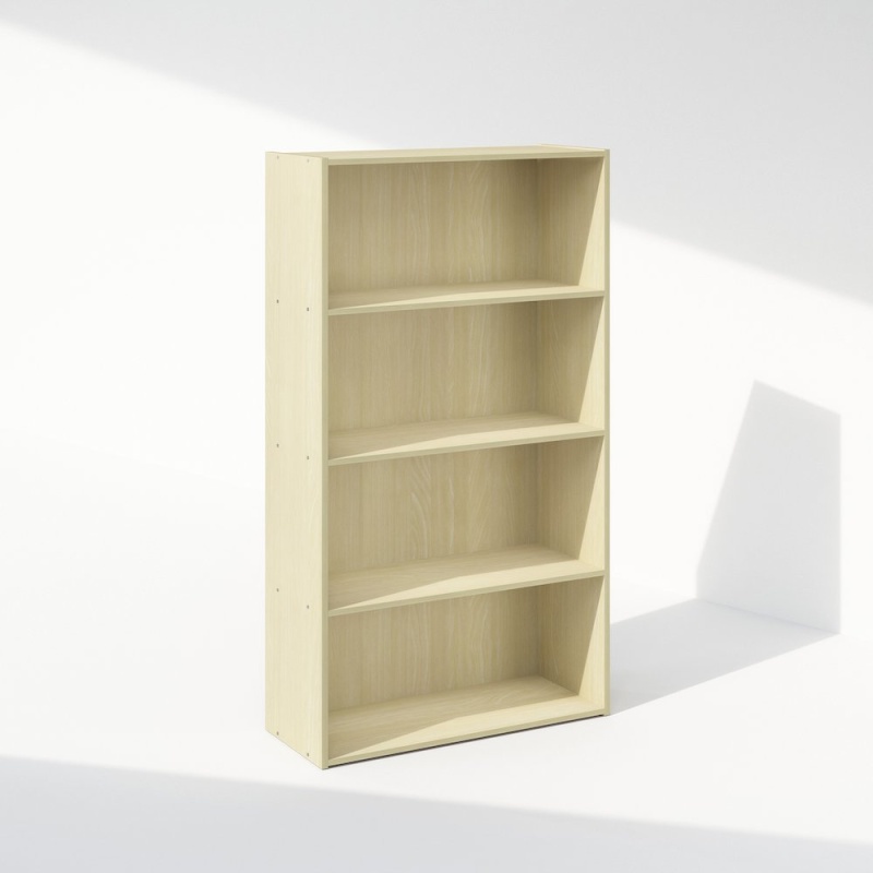 Simple Open Shelf 4-Tier Bookcase, Steam Beech