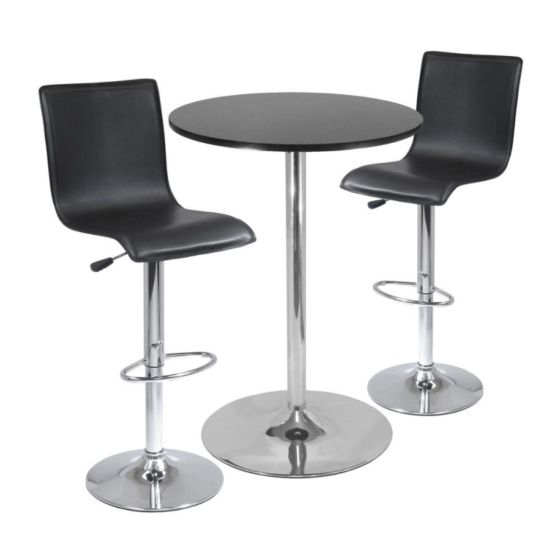 Spectrum, 3Pc Pub Table Set, 28" Round Table With 2 L-Shape Airlift Stools