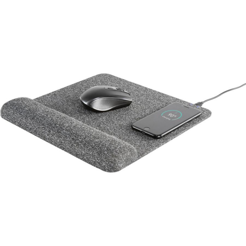 Allsop Powertrack Plush Wireless Charging Mousepad - (32304) - 1.85" X 11.60" Dimension - Gray - Memory Foam - 1 Pack Retail