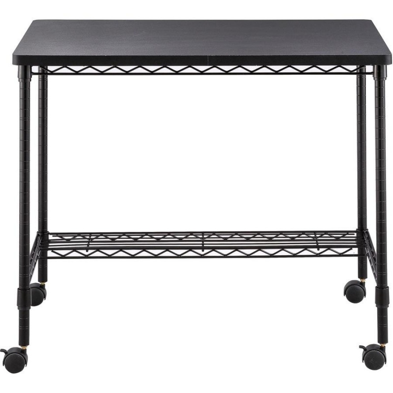Safco Mobile Wire Desk - Melamine, Black Top - 35.75" Table Top Width X 24" Table Top Depth - 30.75" Height - Assembly Required - Black
