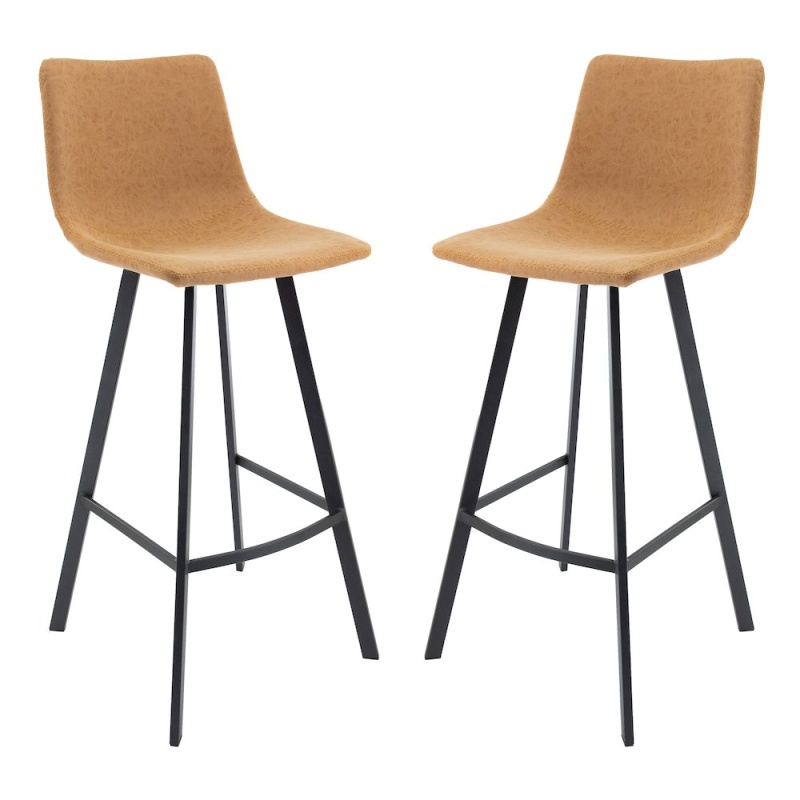 Elland Modern Upholstered Leather Bar Stool Set of 2