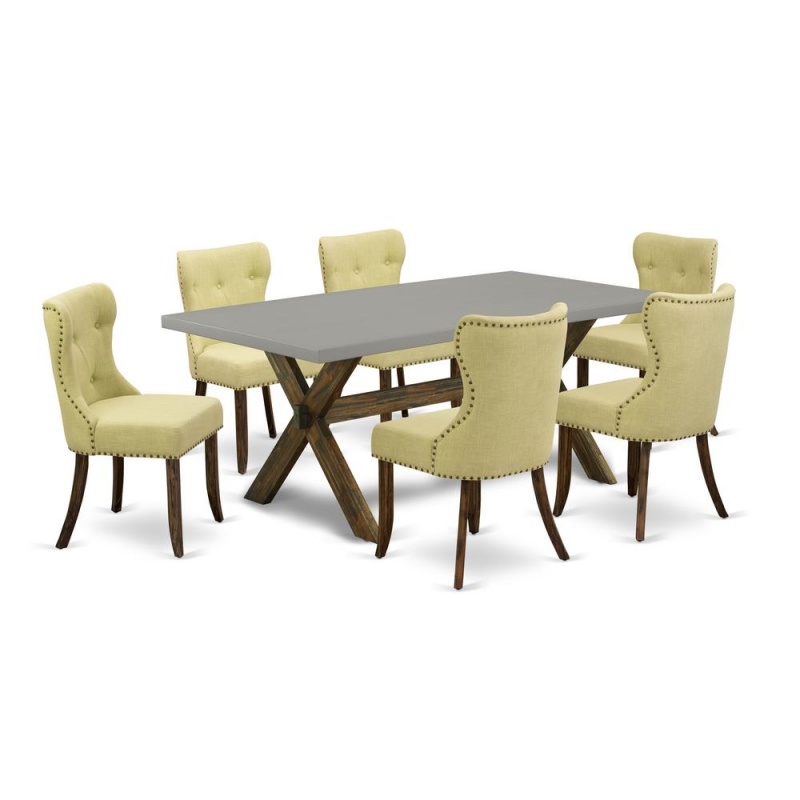 7-Piece Dining Set with Linen Fabric Seat Chairs
