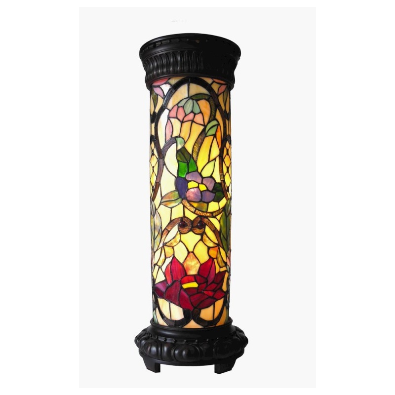 Roselle Tiffany-Glass 2 Light Floral Pedestal Light Fixture 30" Tall