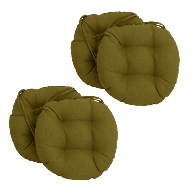 16-Inch Spun Polyester Solid Outdoor Round Tufted Chair Cushion