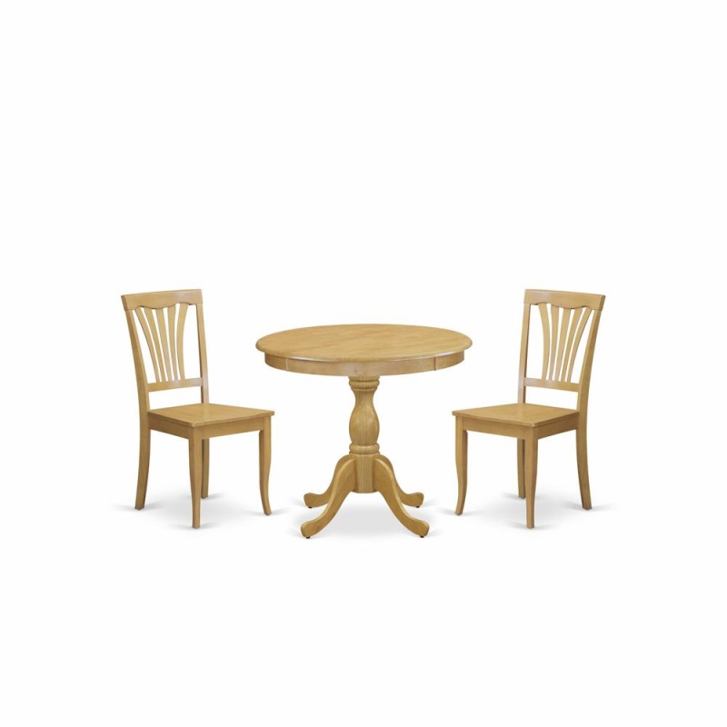 Amav3-Oak-W 3 Piece Dining Room Table Set