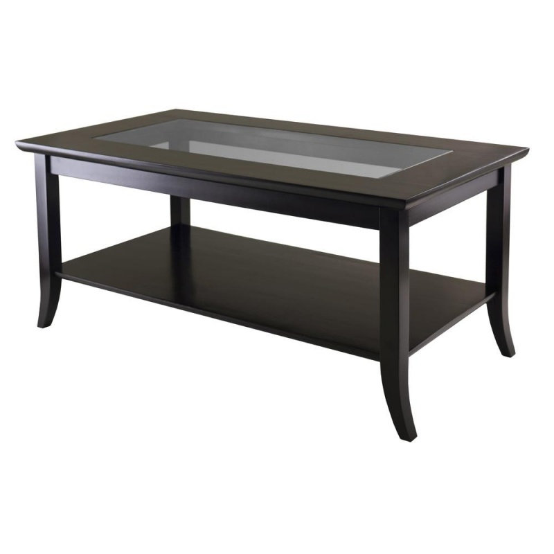 Genoa Rectangular Coffee Table With Glass Top and Shelf