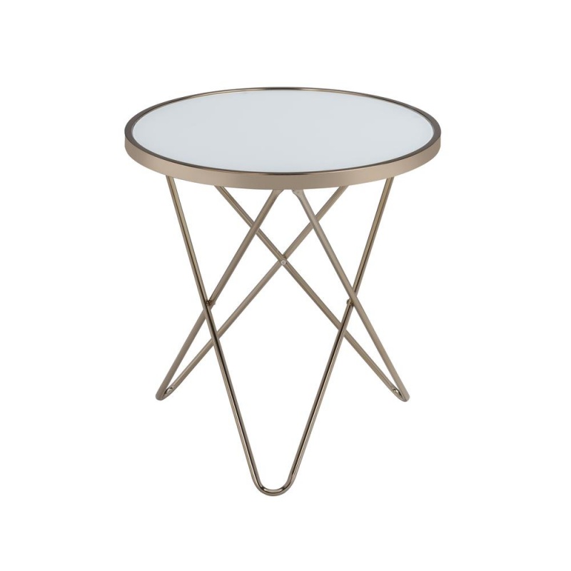 Valora End Table, Champagne & Frosted Glass