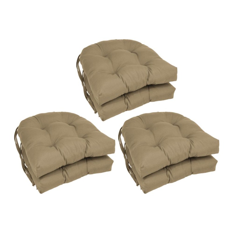 16-Inch Solid Twill U-Shaped Tufted Chair Cushions (Set of 6)