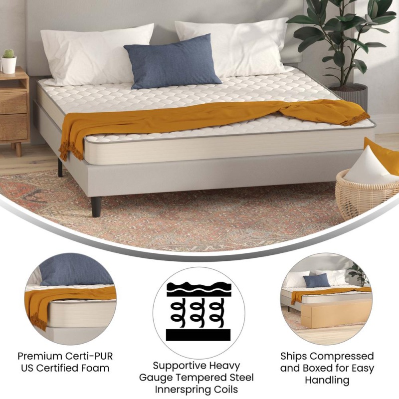 Capri Comfortable Sleep 6 Inch Certipur-Us Certified Spring Mattress, Queen Mattress In A Box