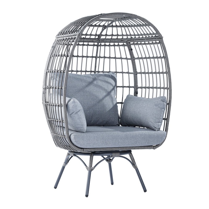 Oversized Wicker Egg Swivel Lounge Chair