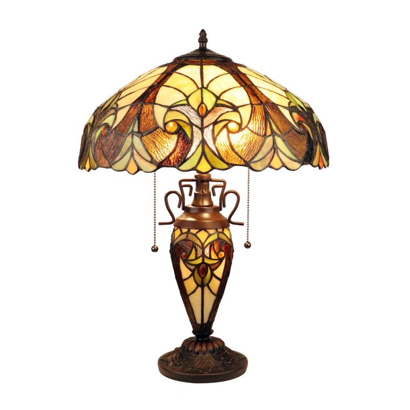 Chloe Lighting Liaison Victorian-Style Antique Dark Bronze 3 Light Double Lit Table Lamp 16" Wide
