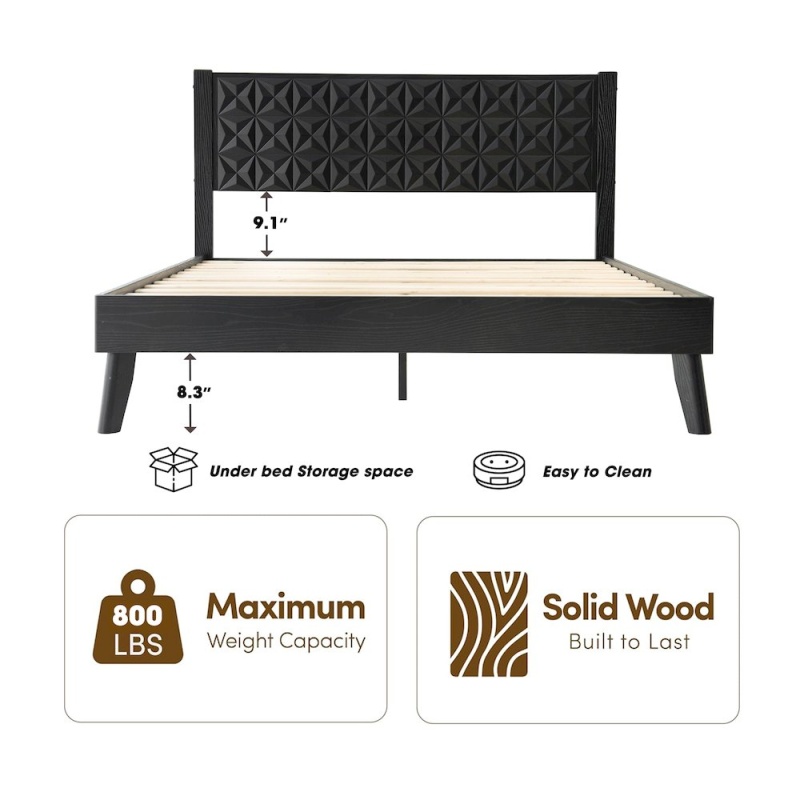 King Wooden Platform Bed Frame