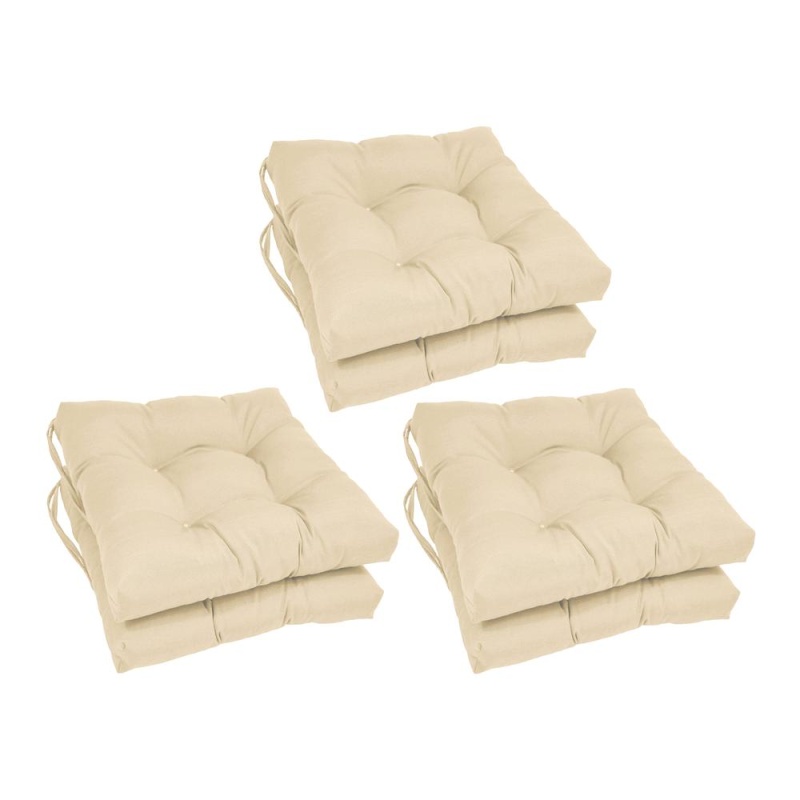 16-Inch Solid Twill Square Tufted Chair Cushions (Set Of 6) 916X16sq-T-6Ch-Tw-Eg