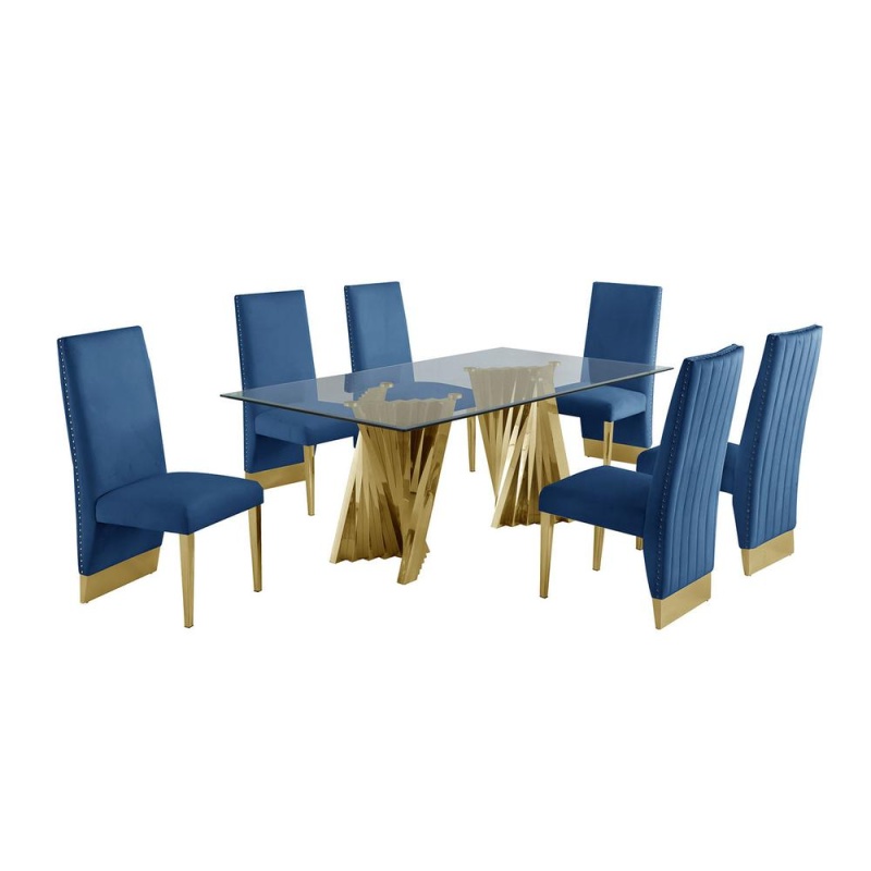 Classic 7Pc Dining Set with Pleated Side Chair