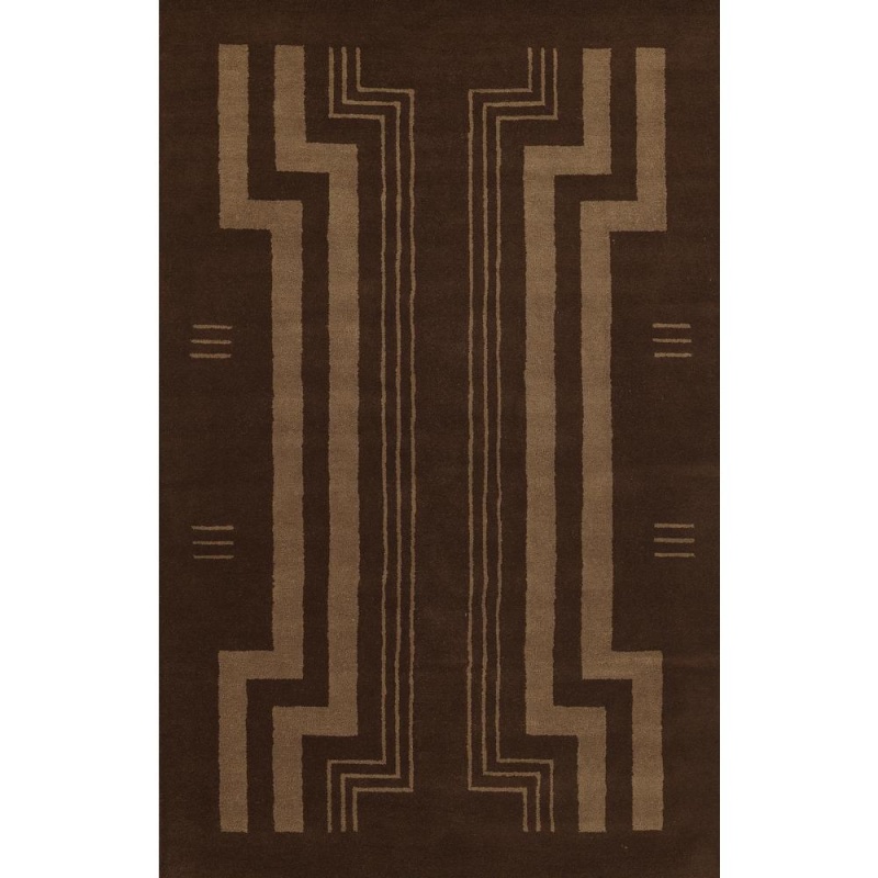 Contemporary Rectangle Area Rug, Brown, 9' X 12'