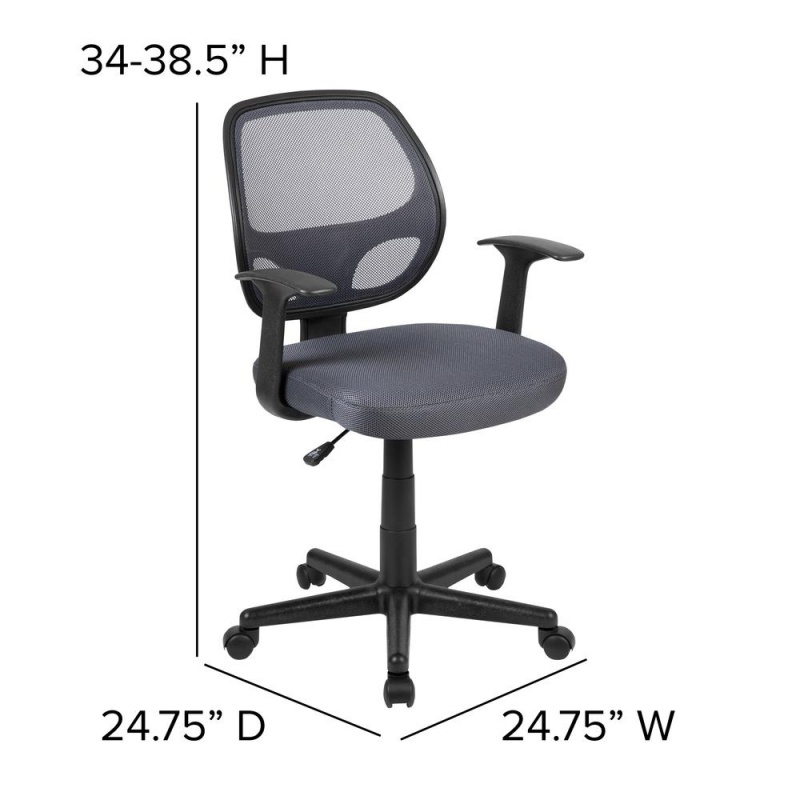 Flash Fundamentals Mid-Back Gray Mesh Swivel Ergonomic Task Office Chair With Arms, Bifma Certified