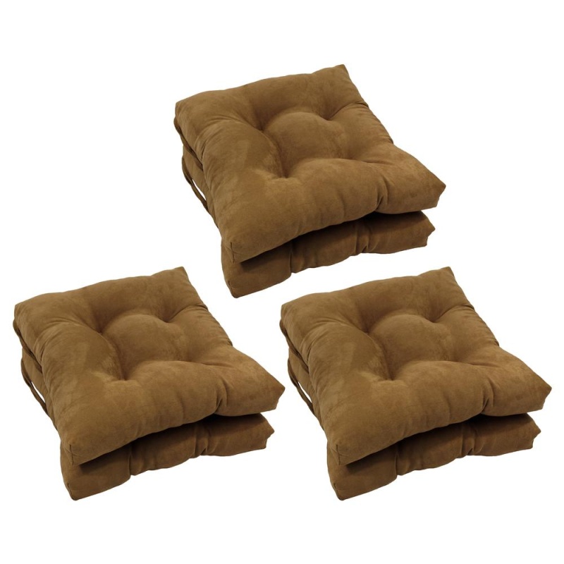 16-Inch Solid Microsuede Square Tufted Chair Cushions (Set Of 6) 916X16sq-T-6Ch-Ms-Sb