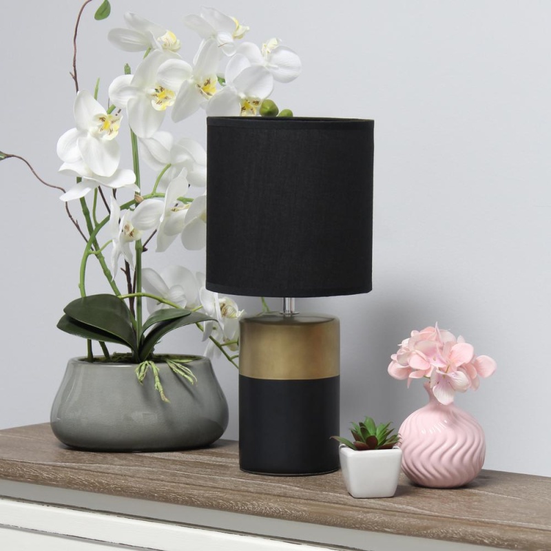 Simple Designs Two Toned Basics Table Lamp, Black And Gold