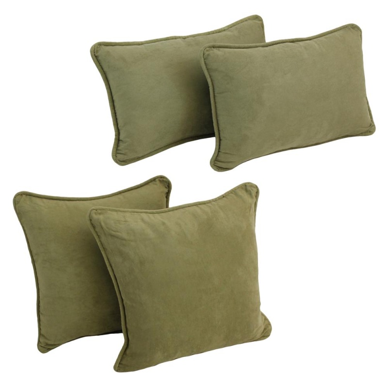 Double-Corded Solid Microsuede Throw Pillows with Inserts, Set of 4