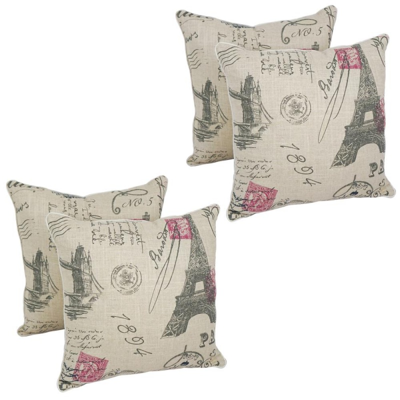 Blazing Needles 18-Inch Corded Throw Pillows With Inserts (Set Of 4)