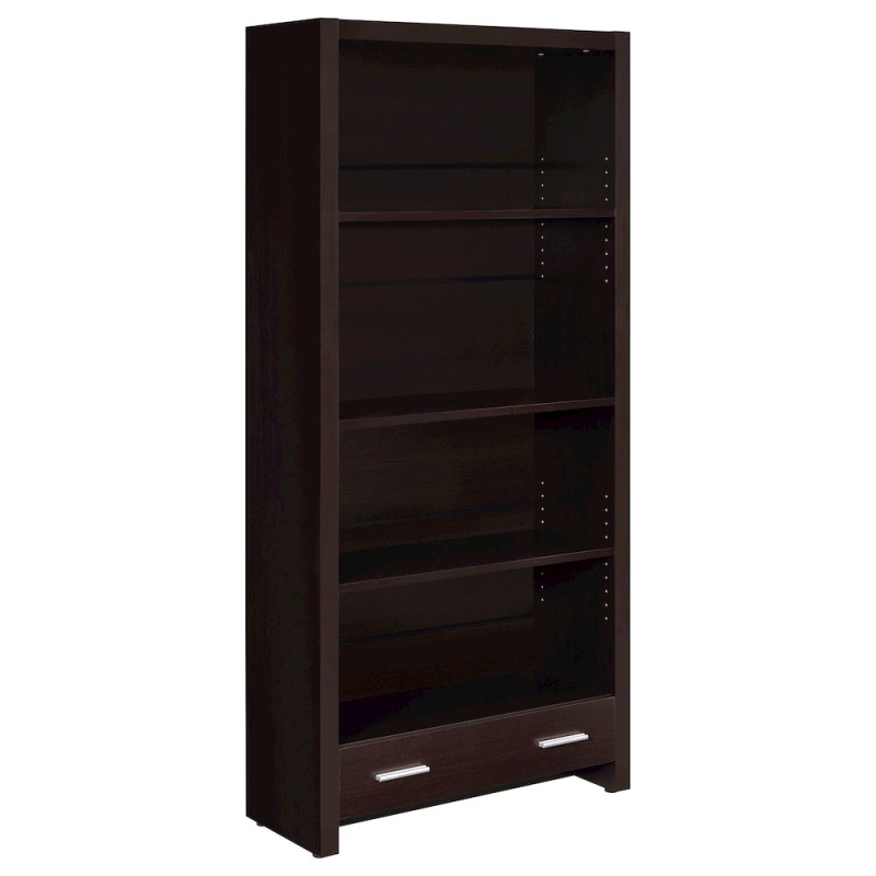 Skylar 71-Inch 5-Shelf Bookcase With Drawer Cappuccino