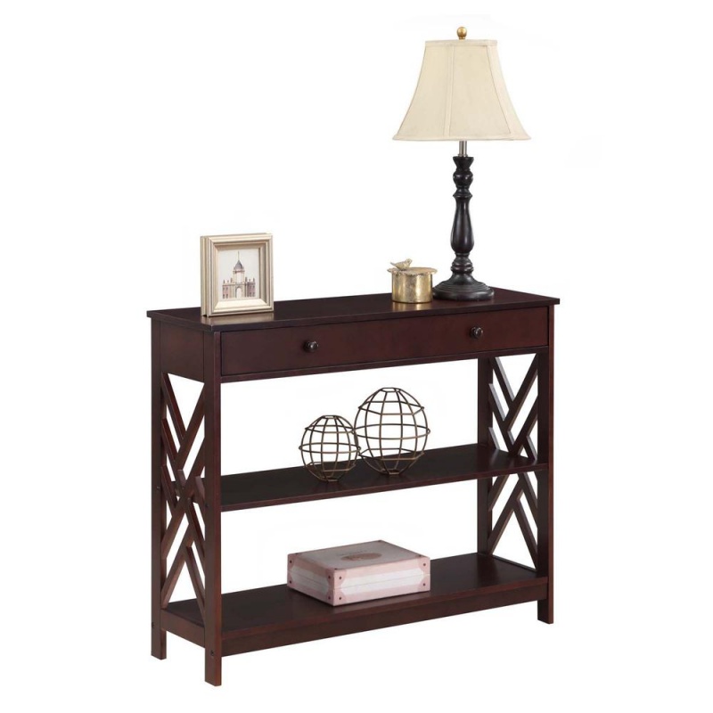 Titan 1 Drawer Console Table With Shelves, Espresso