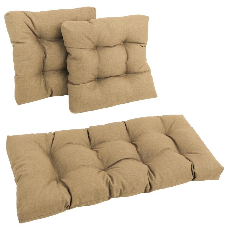 Square Spun Polyester Outdoor Tufted Settee Cushions (Set Of 3)